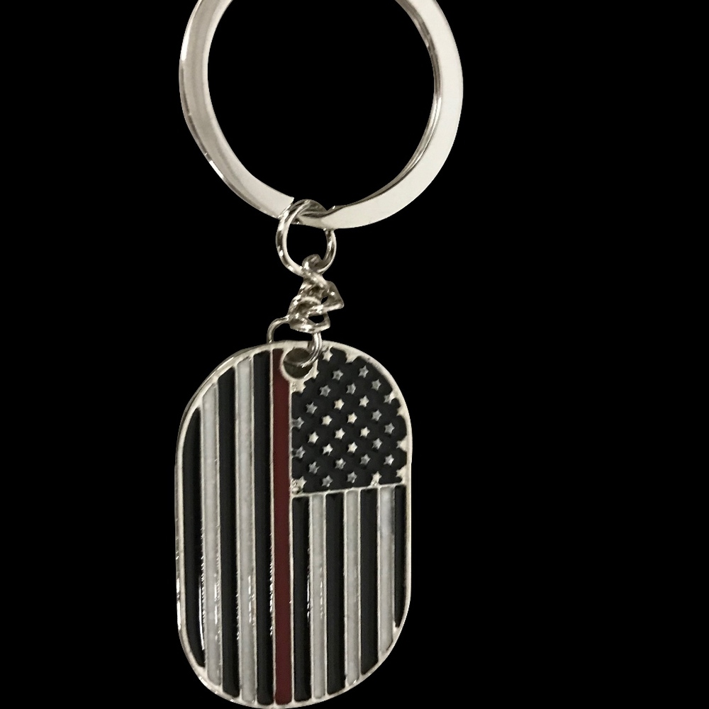 Thin Red Line American Flag Firefighter Keychain